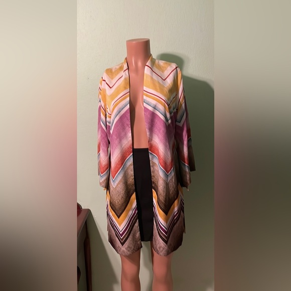 Chico’s Reversible Kimono Boho Shadows 3/4 Sleeve Jacket Multi Open Front - Picture 16 of 17